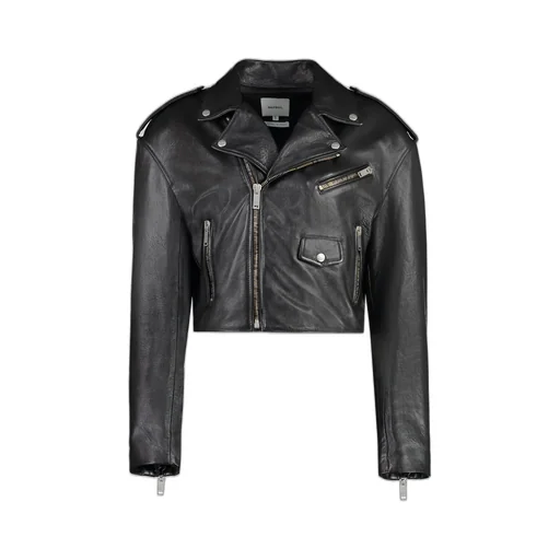 Cropped Leather Biker Jacket