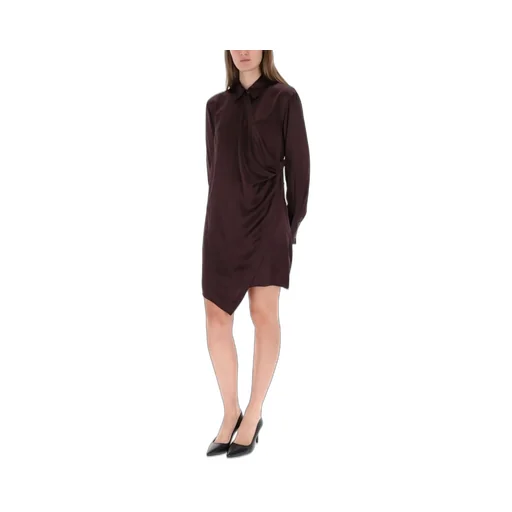 Asymmetric Draped Shirt Dress