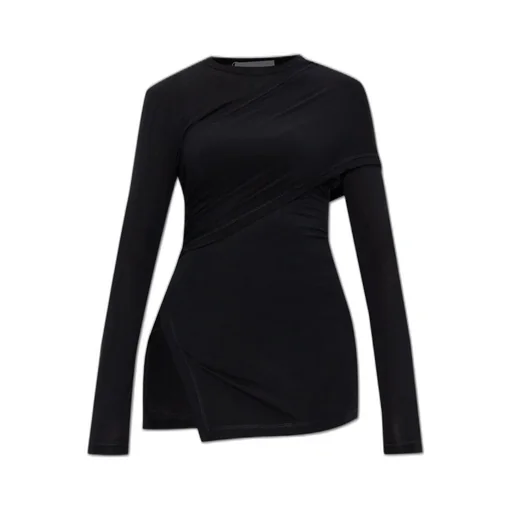 Asymmetric Draped Long-Sleeve Top