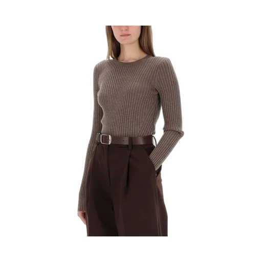 Ribbed Knit Sweater With Open Back