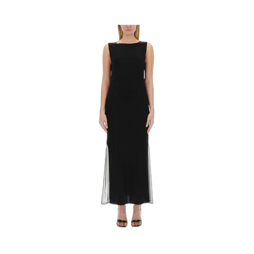 Sleeveless Maxi Dress With Tulle Inserts