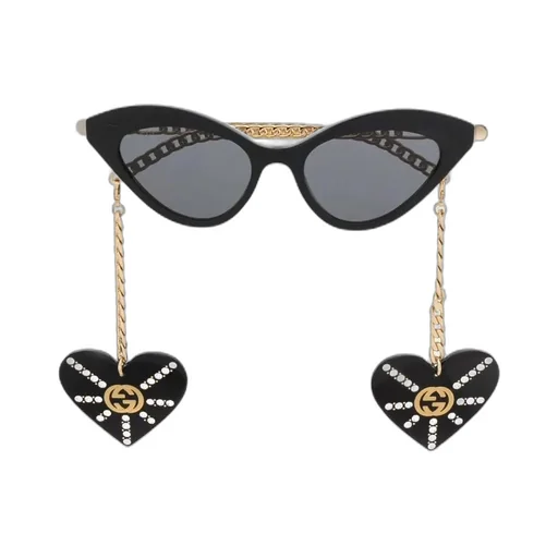 Cat-Eye Sunglasses With Heart Charms