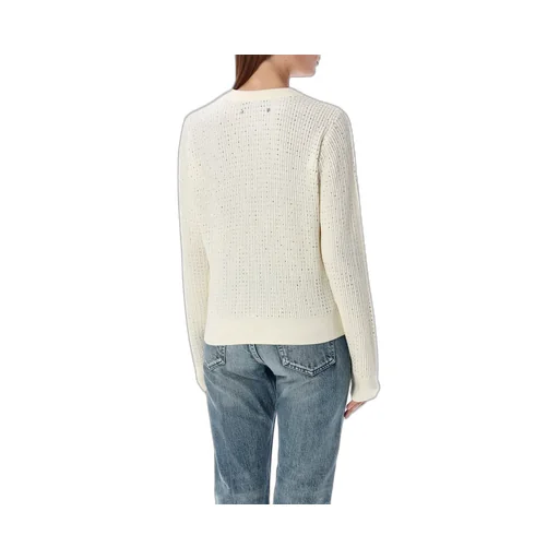 Ribbed Knit Sweater With Rhinestones