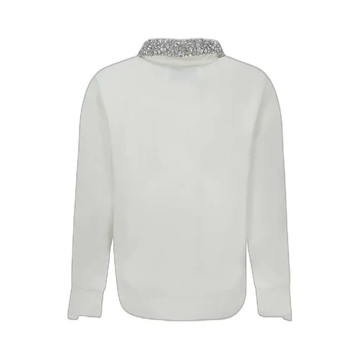 Sweatshirt With Crystal Collar