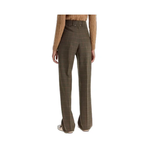 Houndstooth Wool Blend Trousers