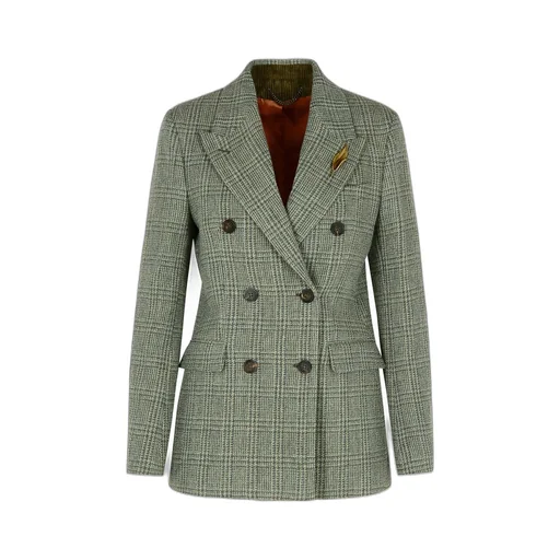 Double-Breasted Plaid Blazer