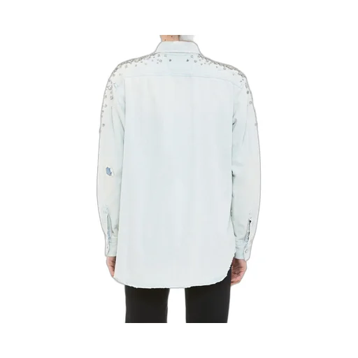 Denim Shirt With Crystal Embellishments