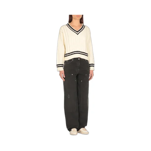 V-Neck Sweater With Stripes
