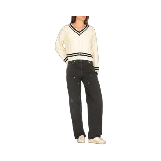 V-Neck Sweater With Stripes