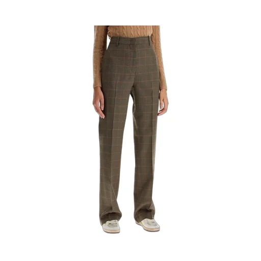 Houndstooth Wool Blend Trousers