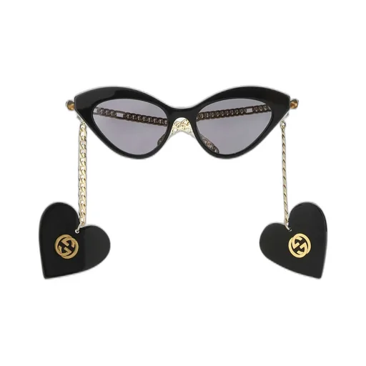 Cat-Eye Sunglasses With Chain And Heart Charms