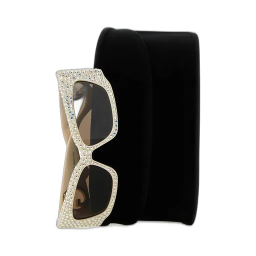 Rectangular Sunglasses With Crystals