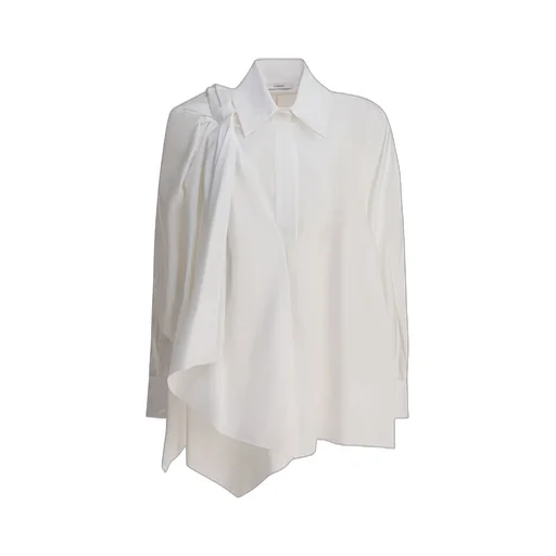 Asymmetric Draped Poplin Shirt