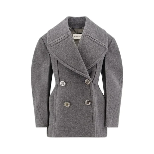 Double-Breasted Wool Blend Coat