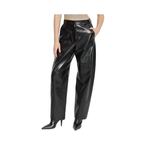 High-Waisted Leather Trousers