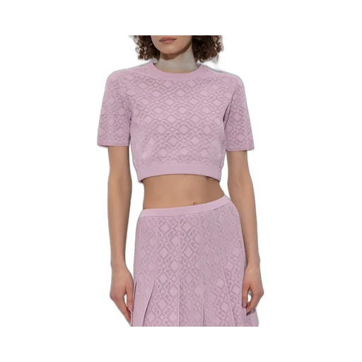 Cropped Diamond Knit Sweater
