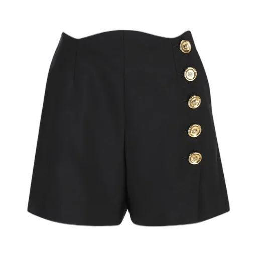 High-Waisted Shorts With Decorative Buttons