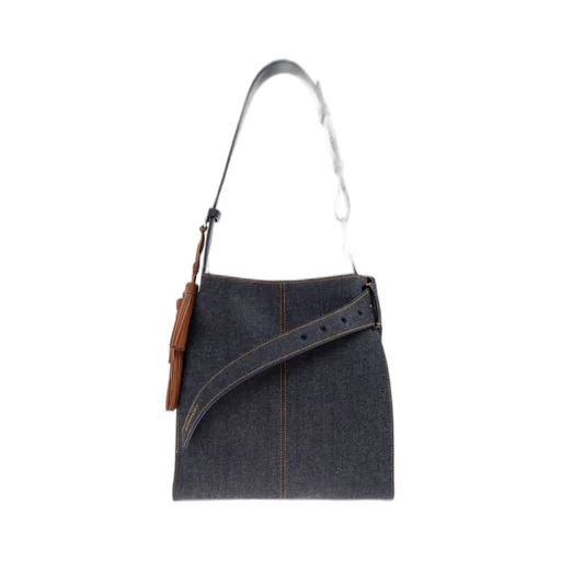Denim Shoulder Bag With Tassel