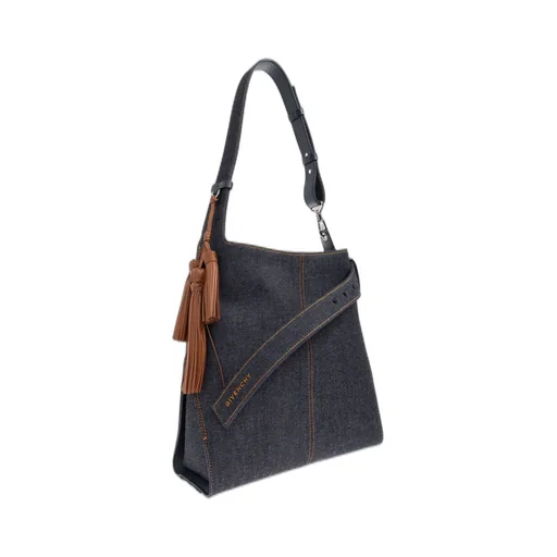 Denim Shoulder Bag With Tassel