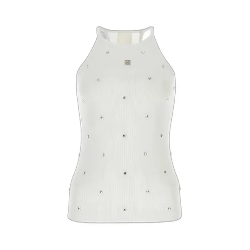 Ribbed Tank Top With Rhinestones
