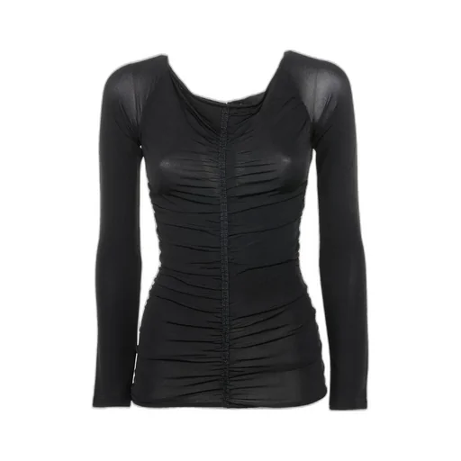 Ruched Mesh Long Sleeve Top