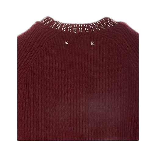 Ribbed Knit Sweater With Embellished Trim