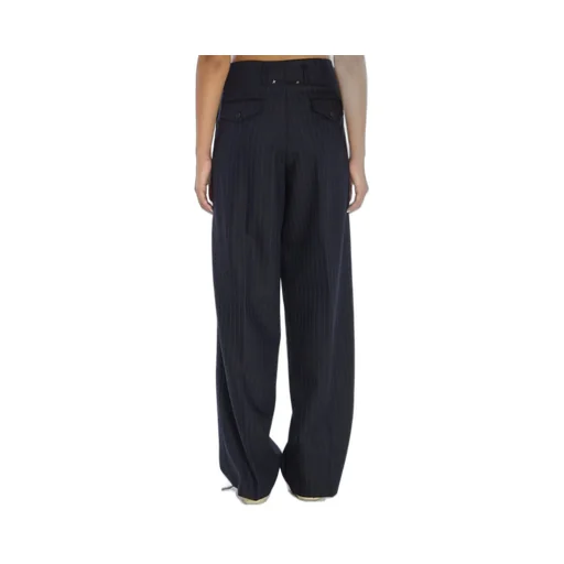 Pinstripe Pleated Wide-Leg Trousers