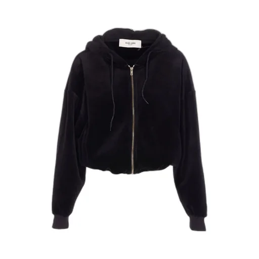 Velour Cropped Zip Hoodie