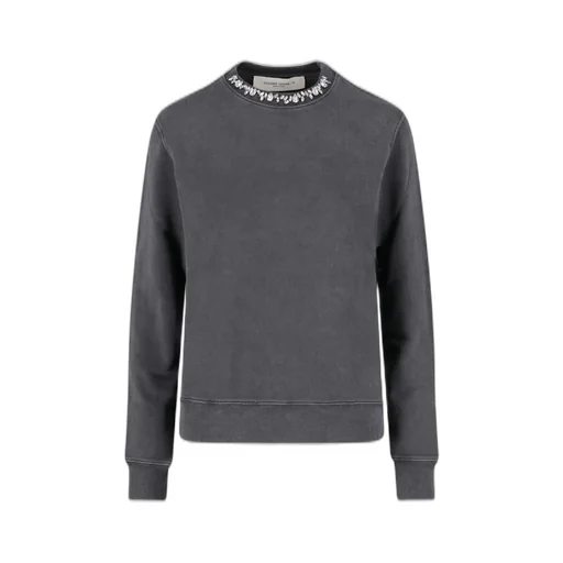 Sweatshirt With Embellished Neckline