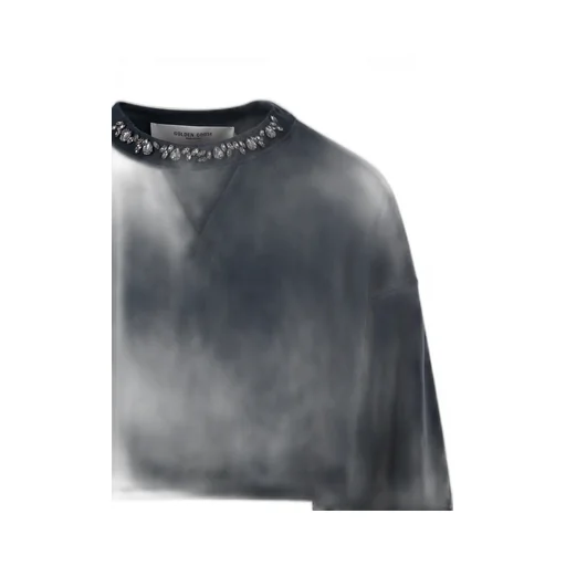 Cropped Sweatshirt With Embellished Neckline