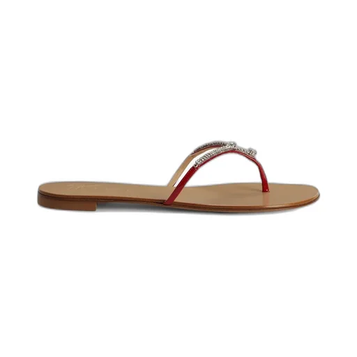 Thong Sandals With Crystal Embellishments
