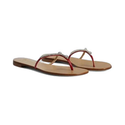 Thong Sandals With Crystal Embellishments