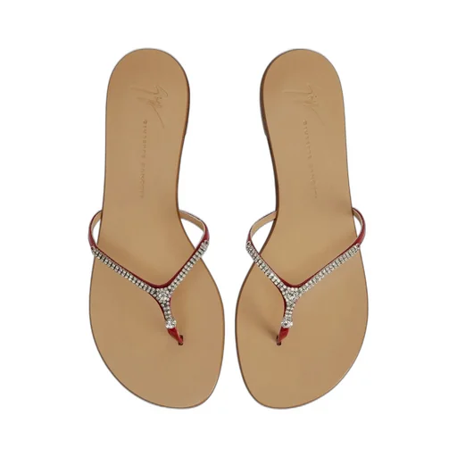 Thong Sandals With Crystal Embellishments