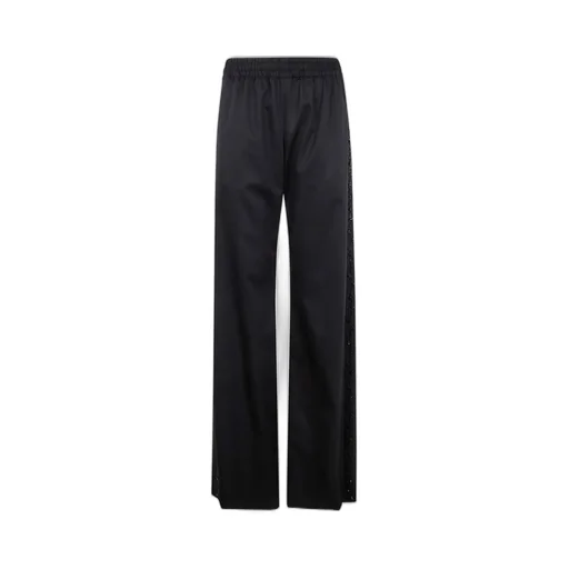 Wide-Leg Trousers With Crystal Trim