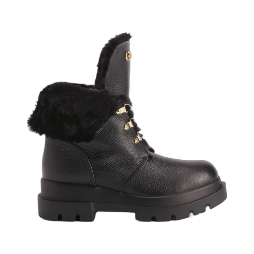 Lace-Up Boots With Fur Trim