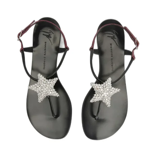 Thong Sandals With Crystal Embellishment