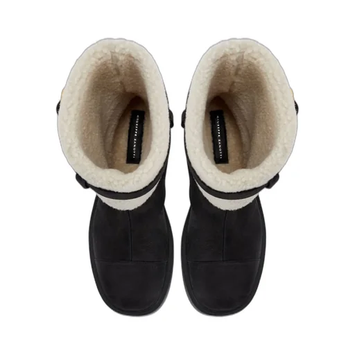 Shearling-Trimmed Leather Boots