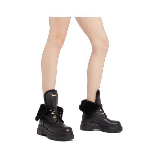 Lace-Up Boots With Fur Trim
