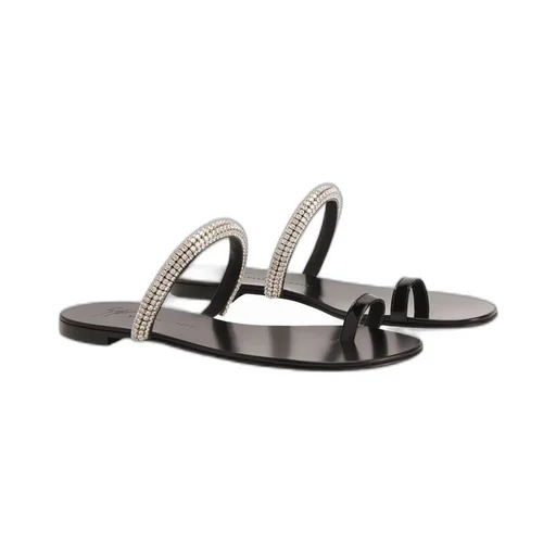 Flat Sandals With Crystal Embellishments