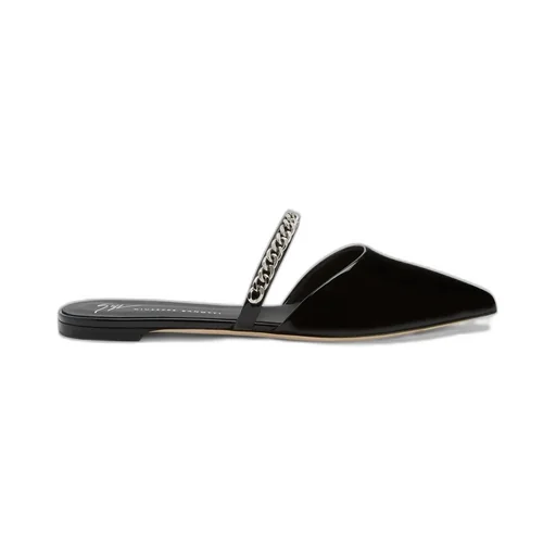Pointed Toe Mules With Chain Detail