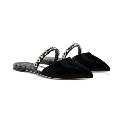 Pointed Toe Mules With Chain Detail
