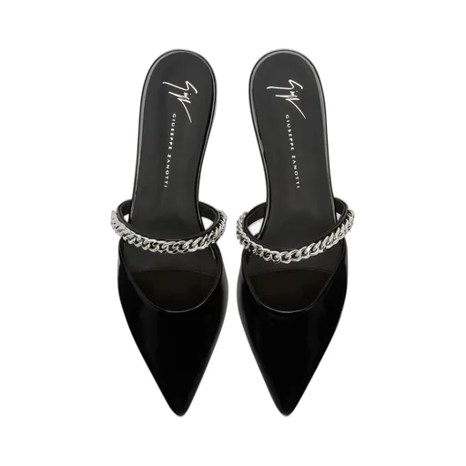 Pointed Toe Mules With Chain Detail