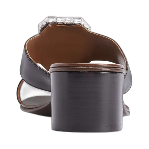 Mules With Crystal Buckle