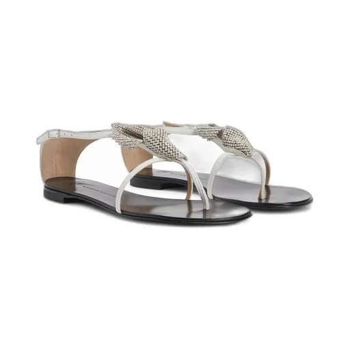 Flat Sandals With Crystal Embellishment