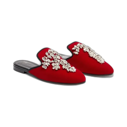Embellished Velvet Mules