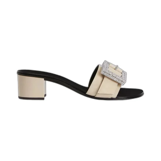 Mules With Crystal Buckle