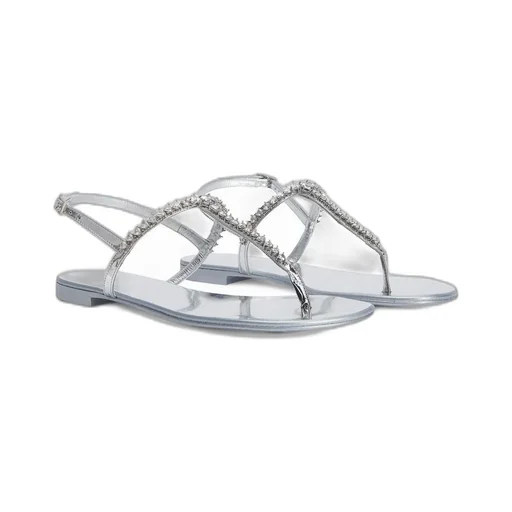 Thong Sandals With Crystal Embellishment