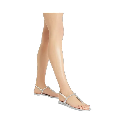 Thong Sandals With Crystal Embellishment