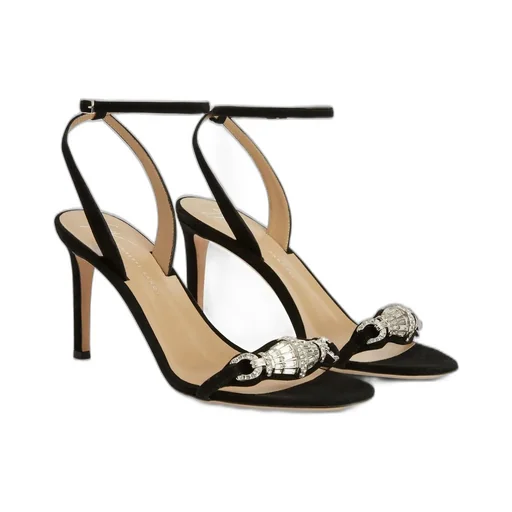 Ankle Strap Sandals With Crystal Embellishment