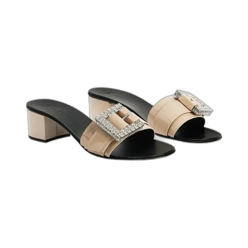 Mules With Crystal Buckle
